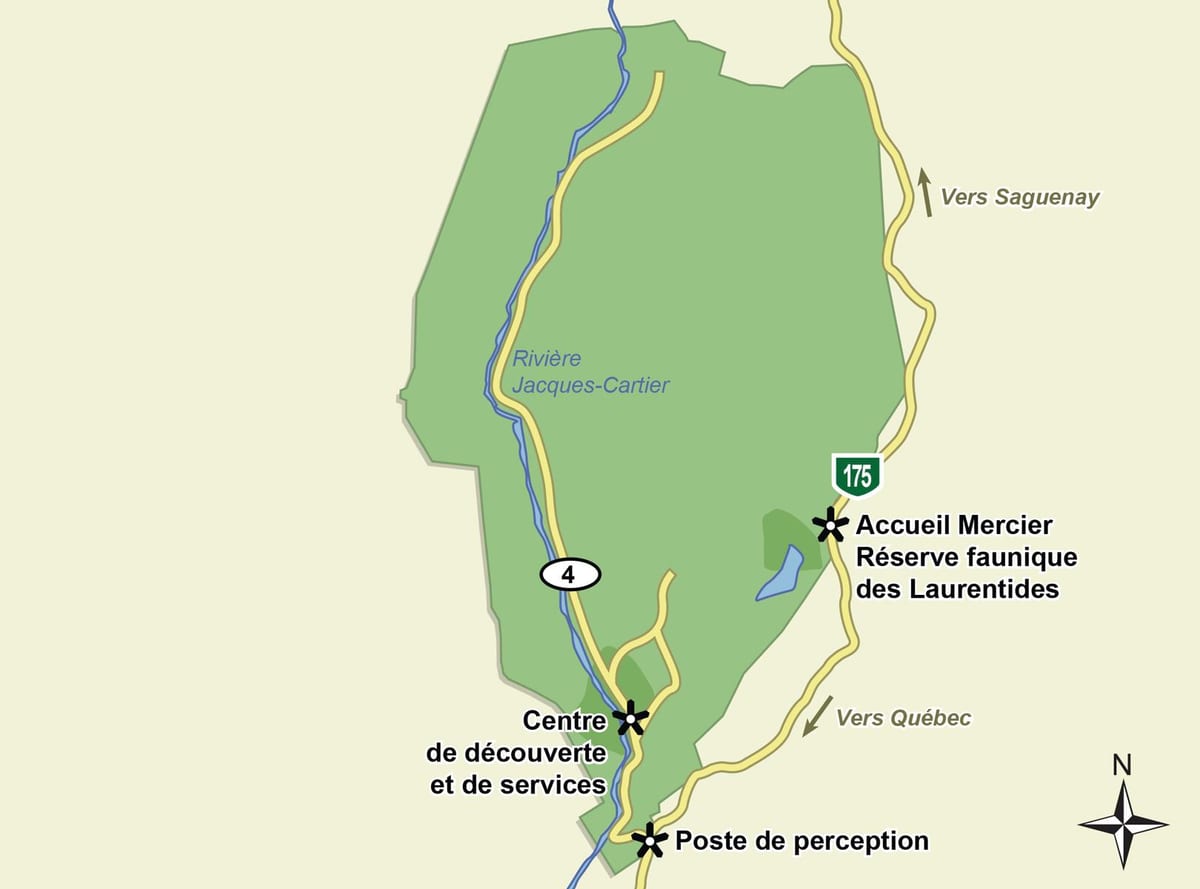 Peta dari jacques cartier national park trail