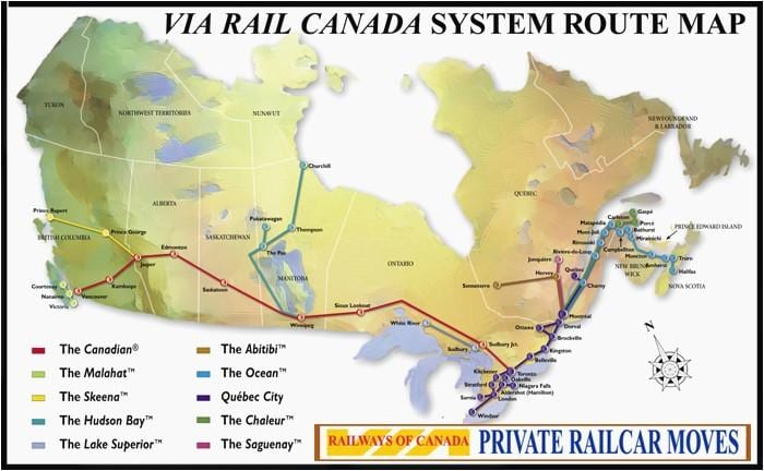 Peta Kota Quebec stasiun kereta api